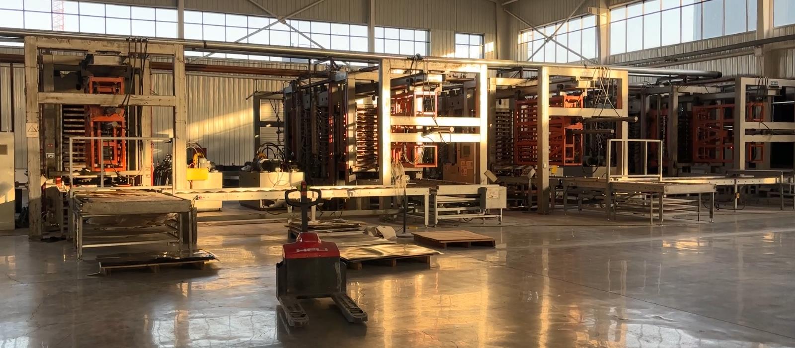 Luxury vinyl tile LVT Hot Press production line in site