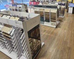 Local flooring importers with flooring showroom. Showroom displays commercial heavy contract use EIR LVT Floorings