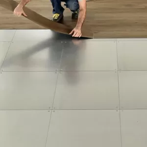 Raised Floor with Magnetic LVT flooring installed.