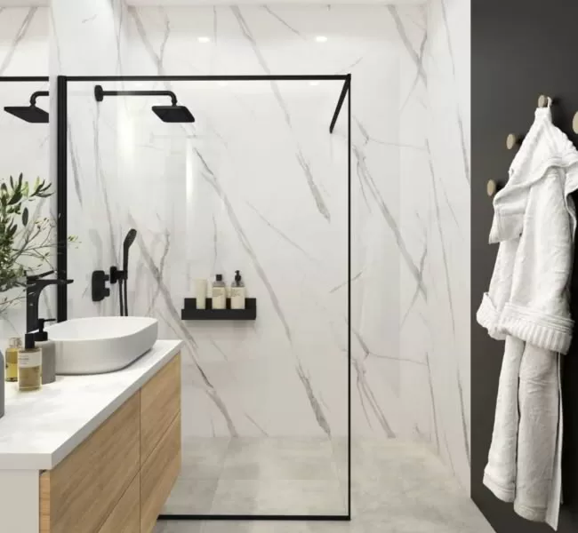 Bathroom application with SPC Wall Panels